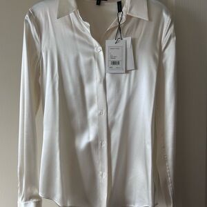 Theory Women's Cream Button Down Shirt
